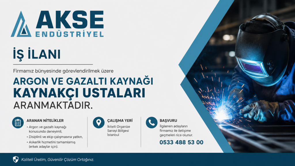 Argon ve Gazaltı Kaynak Ustası Arıyoruz