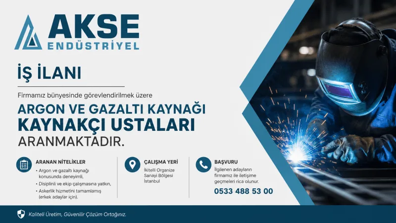 Argon ve Gazaltı Kaynak Ustası Arıyoruz
